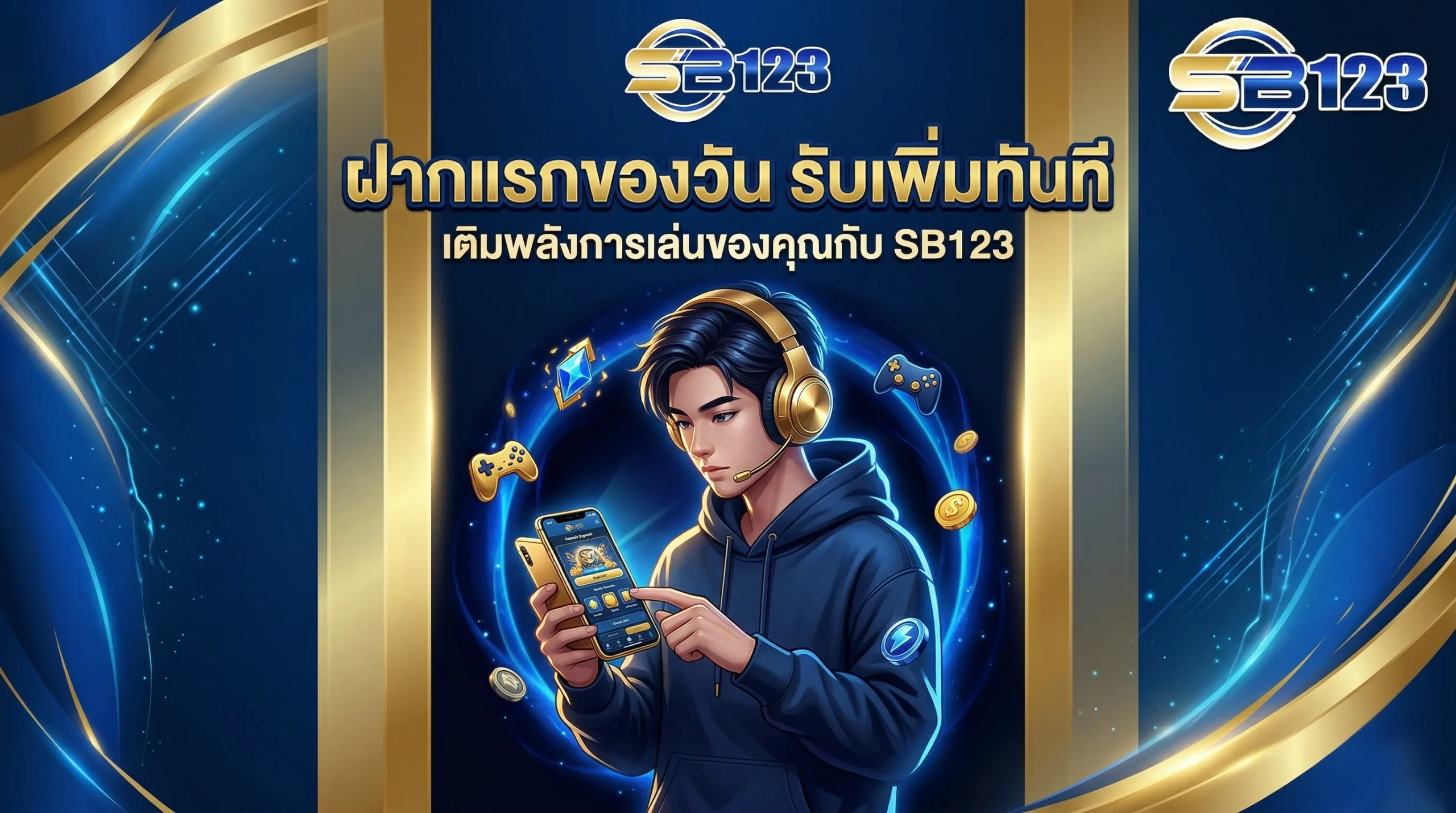 โปรโมชั่น SB123 ฝากเงินครั้งแรกของวันรับโบนัสเพิ่ม